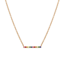 18 Gold Plate Bar Rainbow Necklace 925 Sterling Silver YCN6852