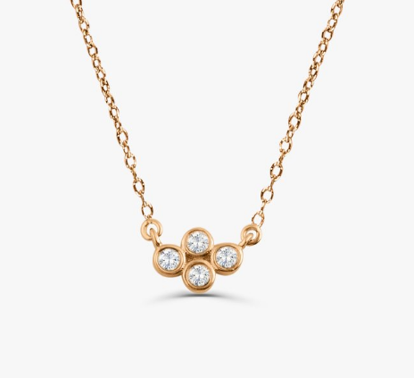 Minimalist 14K Rose Gold Four Stone Necklace in Silver YCN6859
