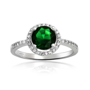 Wholesales Emerald Green CZ 925 Sterling Silver Ring YCR2984