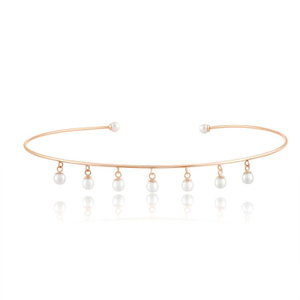Dangling Pearls Choker 925 Sterling Silver Necklace YCN6866
