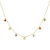 Rainbow Bezel Dangle Drop CZ Necklace Jewelry YCN6895